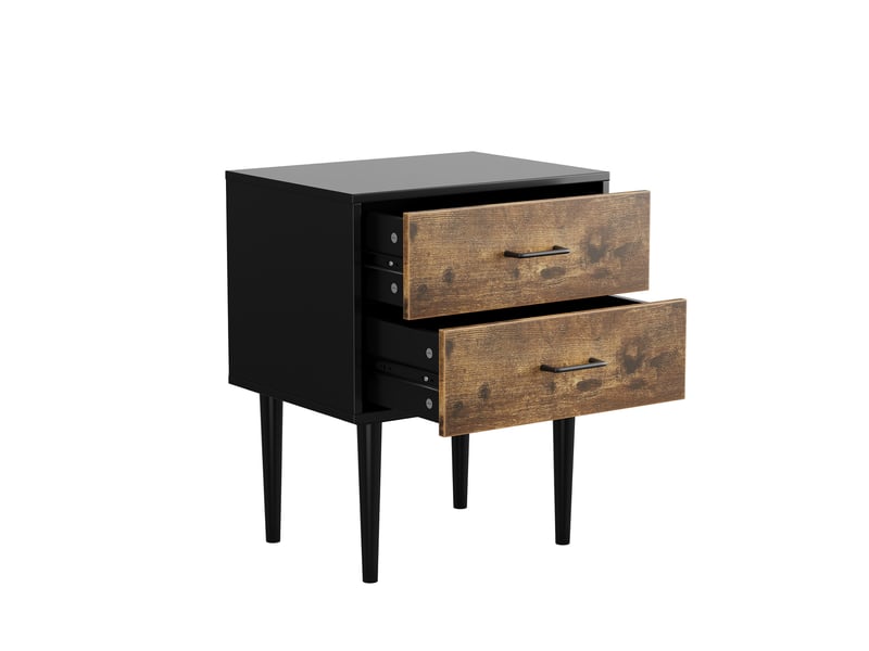  Table de chevet rétro,51x38x66 cm,2 tiroirs,mdf,marron antique  - Conforama D