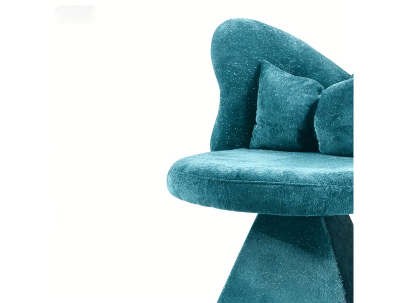 Chaise pivotante 360° sans accoudoirs pour coiffeuse, salle à manger ou salon en velours chenille bleu, 52×52×46 cm - Conforama C