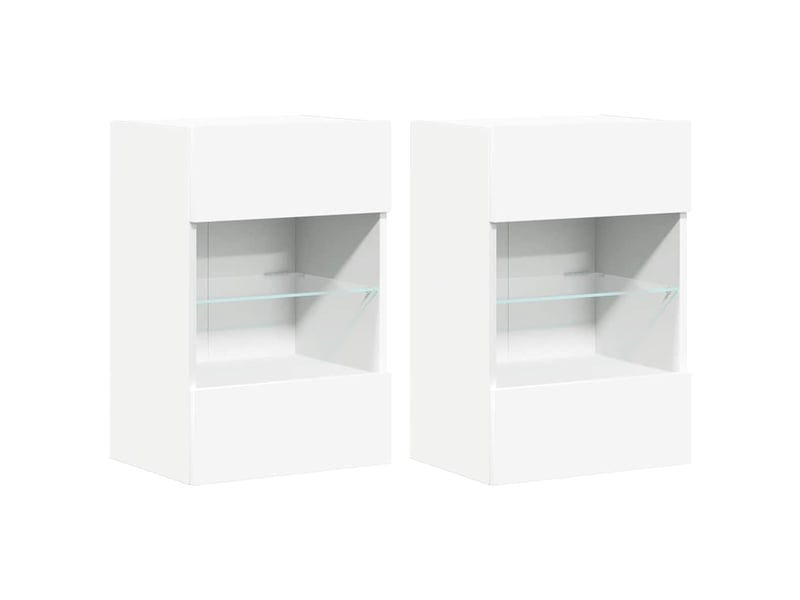 Meubles muraux avec lumières led pour tv - banc tv - meuble de rangement 2 pcs blanc 40x30x60,5 cm - Conforama A