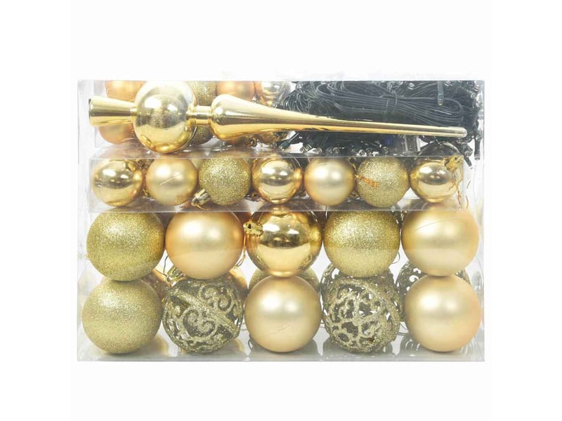  Ensemble de boules de noël 61 pcs 150 led blanc chaud ø 6 cm  - Conforama C