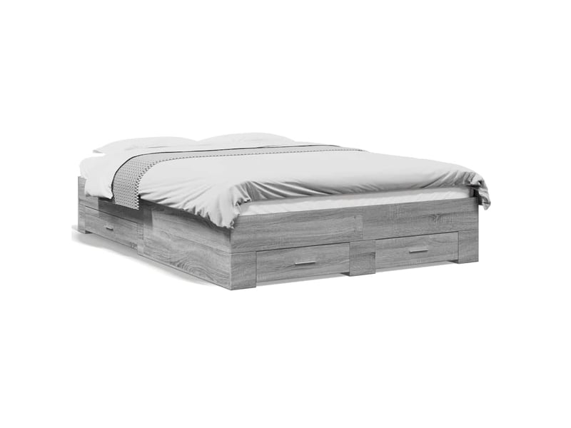  Lit double- lit adulte -  cadre de lit avec tiroirs sans matelas sonoma gris 120x190 cm  - Conforama A