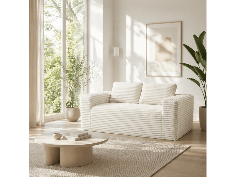  Canapé de sol tcqpz 2 places 160 x 88 x 58 cm sans montage en velours côtelé beige  - Conforama D