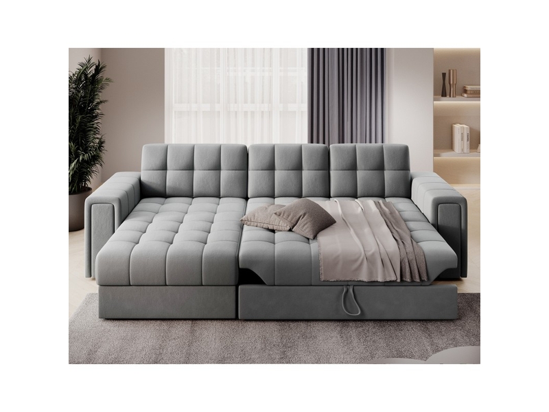  Canapé d'angle convertible kapitara gris réversible avec coffre de rangement  - Conforama B