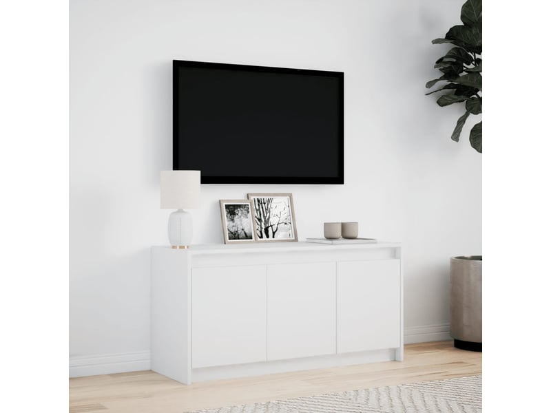 Meuble tv - banc tv - meuble de rangement avec led blanc 100x34x50 cm bois d'ingénierie - Conforama D