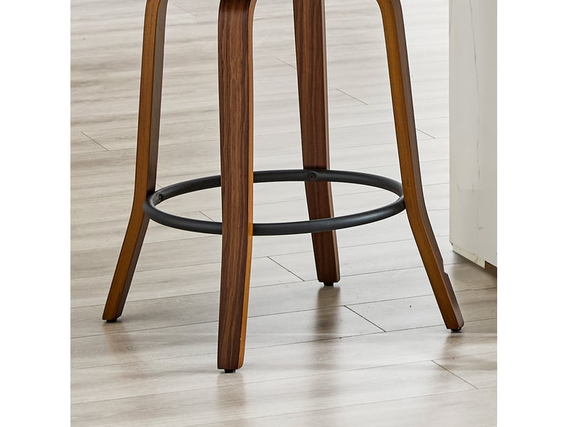  Tabouret de bar 2 pièces avec dossier et repose-pieds, style rétro pour cuisine, en bois et pu, marron  - Conforama E