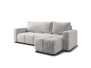 Canapé d'angle réversible convertible MASSENO 3 places Tissu gris avec coffre de rangement