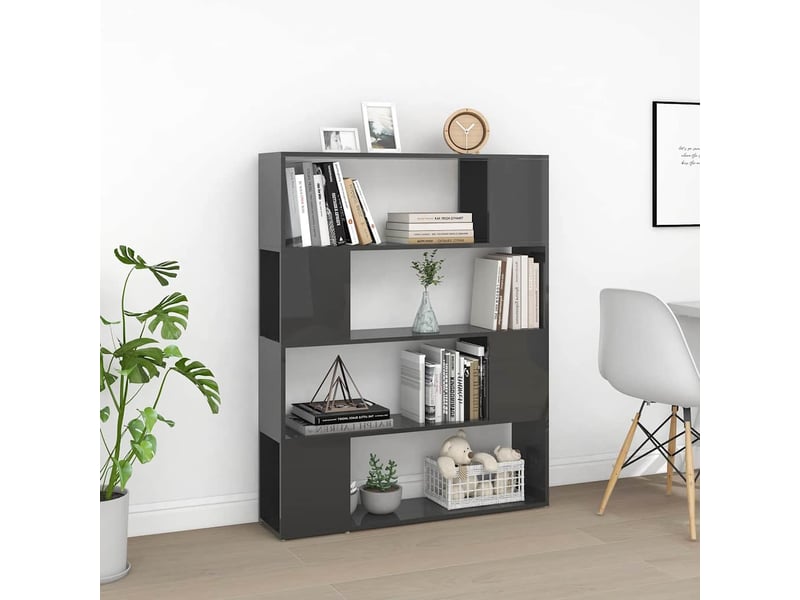  Bibliothèque, séparateur de pièce gris brillant 100x24x124 cm  - Conforama C