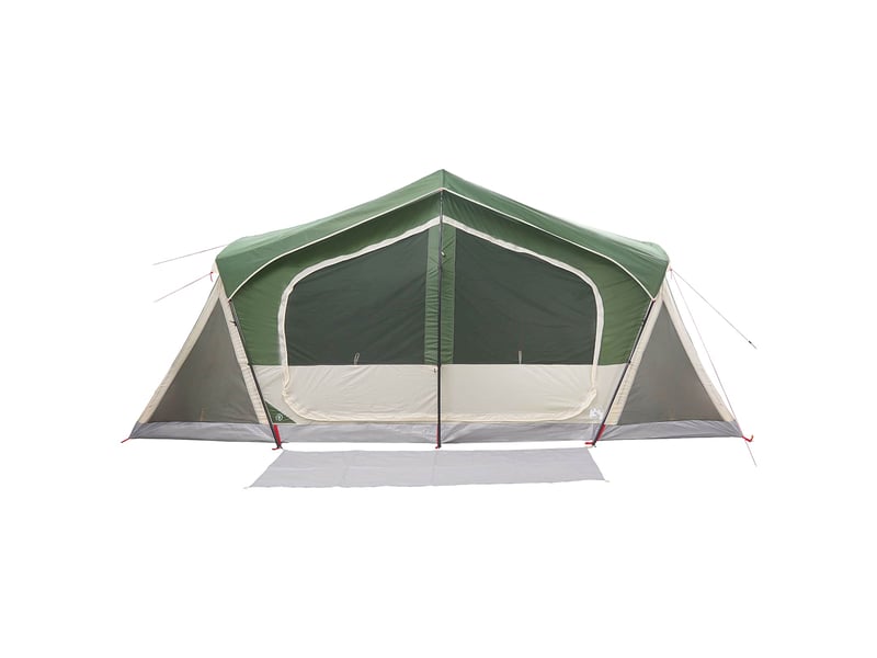  Tente de camping, tente cabane vert 10 personnes polyester et acier  - Conforama E