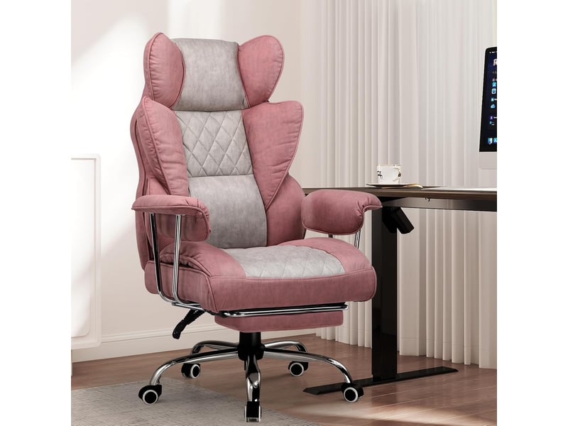  Gtplayer chaise de jeu avec soutien lombaire à ressort, repose-pieds, 180 kg - rose GT205-PK - Conforama B