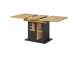 Table à manger extensible,110-140x80x76 cm,avec rangement à vin,mdf,noir