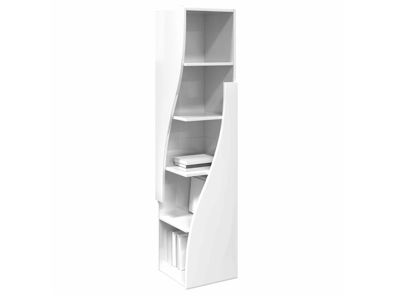  Meuble d'angle, meuble de rangement salon 32x32x140cm bois d'ingénierie blanc brillant  - Conforama C