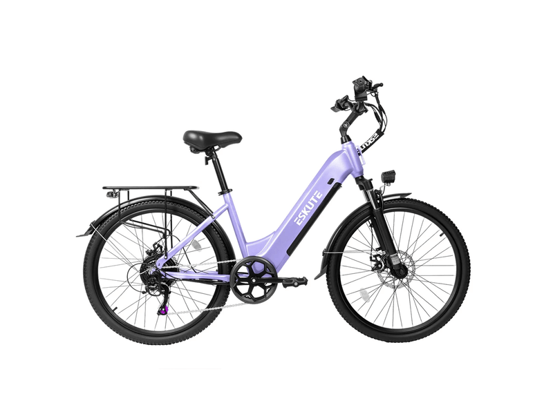  Vélo électrique de ville eskute c202, step-through 26, 48v 17.5ah, 7 vitesses, violet  - Conforama A