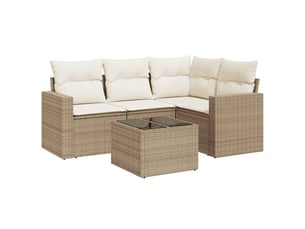 Vidaxl salon de jardin avec coussins 5 pcs beige résine tressée