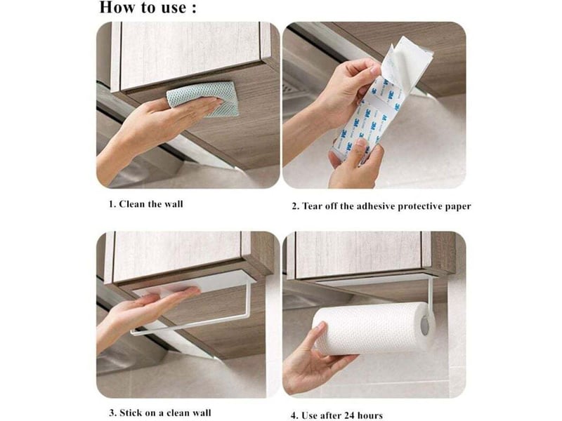 Enowelir porte essuie-tout adhésif mural dérouleur pour cuisine salle de bain rangement pratique - Conforama B
