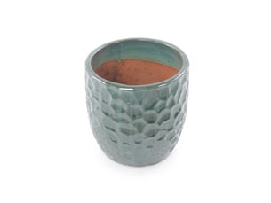 Pot de fleurs rond 38 x 38 x 38 cm vert foncé en céramique, avec trou d'évacuation pour grandes plantes