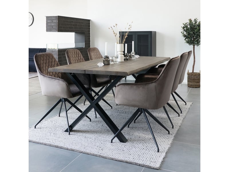 Chaise pivotante 360° en velours taupe  - Conforama B