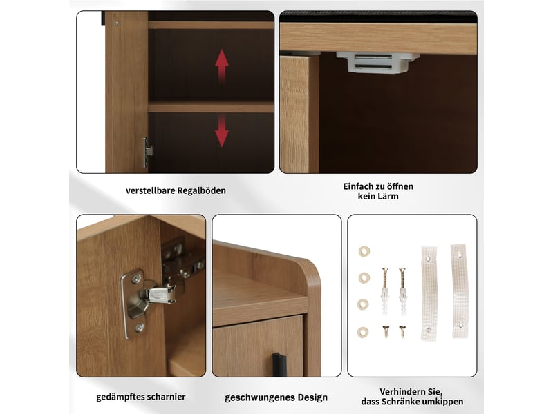  Meuble à chaussures avec banc naturel, panneau de particules, 120 × 34 × 82 cm, rangement, pour entrée et couloir  - Conforama D