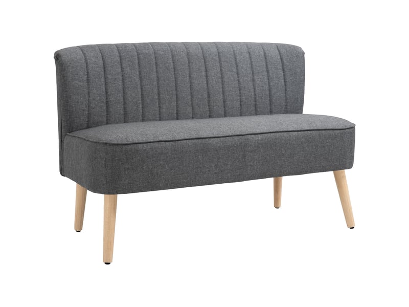  Canapé 2 places style scandinave piètement bois hévéa tissu gris  - Conforama A