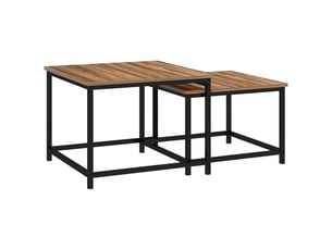 Lot de 2 tables basses industrielles en bois et acier, style naturel pour salon