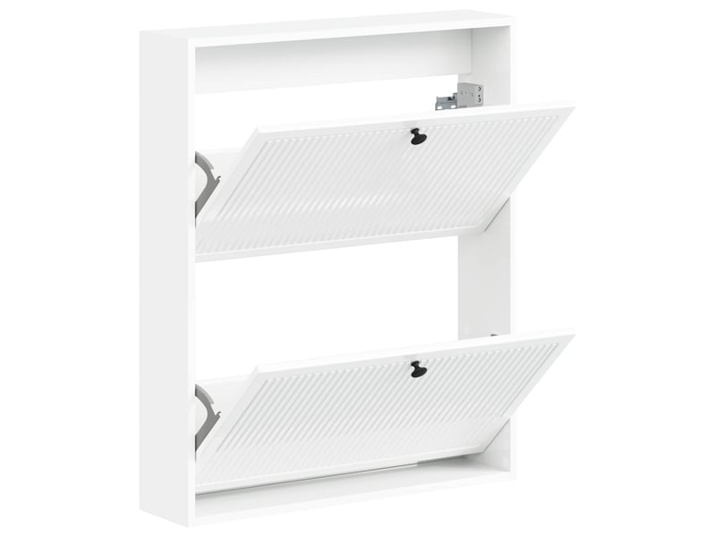  Meuble à chaussures mural, armoire à chaussures ede 71x17x86 cm blanc brillant  - Conforama C