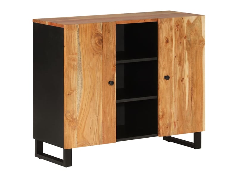  Buffet - bahut - meuble de rangement avec 2 portes 90x33x75 cm bois massif d'acacia  - Conforama A