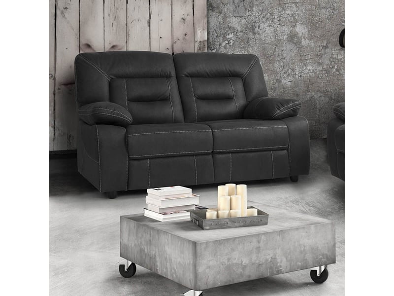  Canapé 2 places fixe tissu aspect peau anthracite  - ortolis ORTOLIS - Conforama B