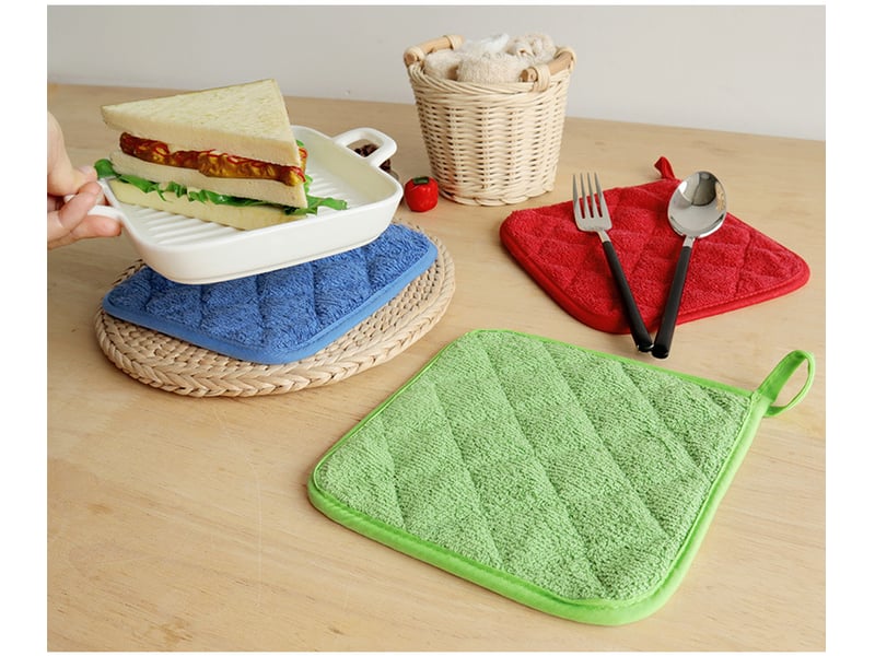 Lot de 5 maniques de cuisine résistantes à la chaleur - dessous de plat pour four -maniques en tissu éponge - pour la cuisson et la pâtisserie(bleu) - Conforama C