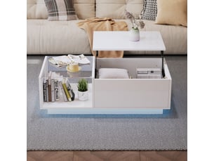 Table basse rectangulaire coloris blanc <strong>MERAX</strong> <strong>table basse blanc</strong> - 50 cmx100 cm