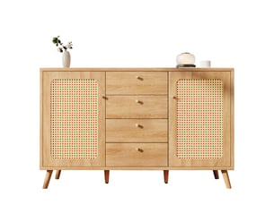 Buffet 2 porte(s)  4 tiroir(s) LPOSPI  - 140 cm coloris bois clair 