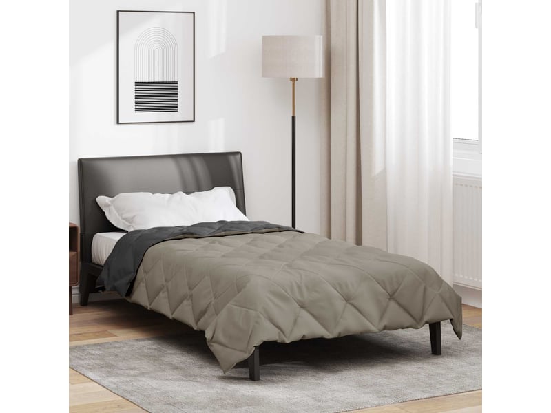  Duvet - couette complet toute l'année gris clair et anthracite microfibre  - Conforama D