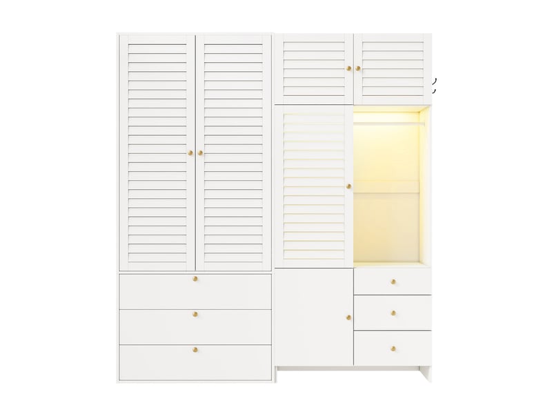  Armoire — blanche — 180 × 50 × 200 cm — 6 portes — 6 tiroirs  - Conforama A