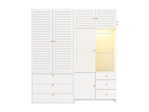 Armoire 6 porte(s) battante 6 tiroir(s) <strong>BGSRYAO</strong> <strong></strong> coloris blanc largeur 180 cm
