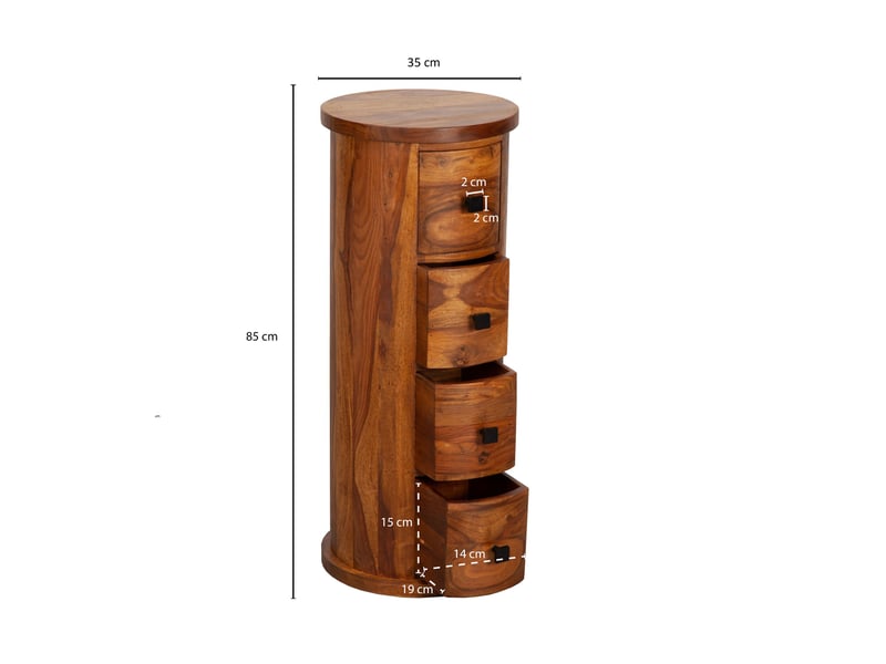  Range cd 4 tiroirs 35x35x85 cm en bois massif  - Conforama D