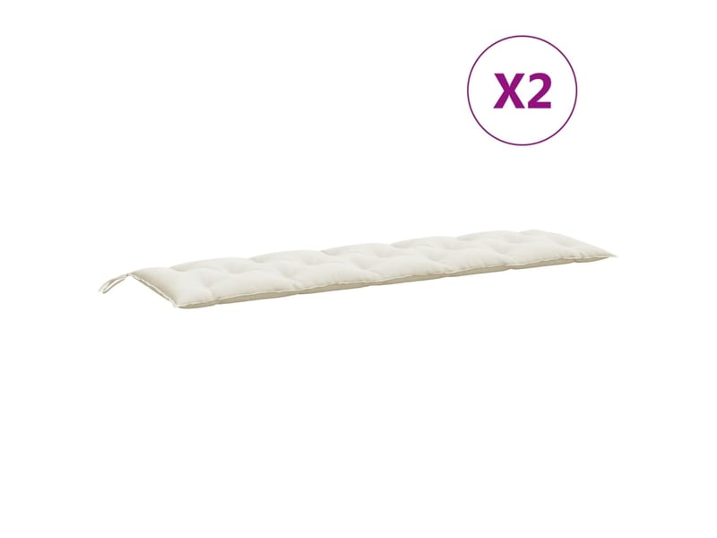  Lot de 2 coussins de banc de jardin, coussins d'assise crème mélangé tissu cf58654  - Conforama D