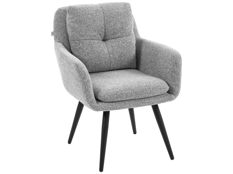  Fauteuil en tissu aspect lin avec pieds en métal, gris clair, 65 x 72 x 86 cm  - Conforama A