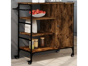 Desserte de cuisine, chariot de rangement chêne fumé 87,5x38,5x84,5 cm bois ingénierie