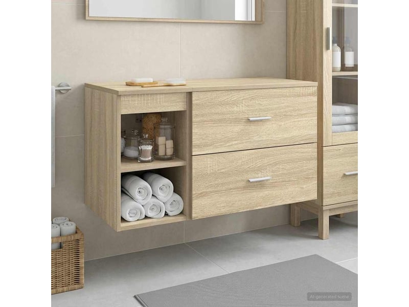  Ensemble de mobilier de salle de bain 2 pcs chêne sonoma shl1683  - Conforama B