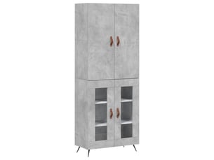 Buffet haut - bahut - meuble de rangement gris béton 69,5x34x180 cm bois d'ingénierie