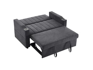 Canapé droit convertible <strong>MODENVIE</strong> <strong></strong> 2 places Polyester gris