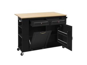 Îlot de cuisine mobile extensible 120x40-70x92 cm mdf noir et naturel