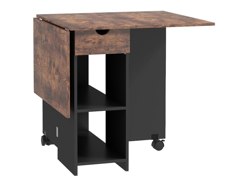 Table à manger pliante table de extensible cuisine pour 2 à 4 personnes 2 abattants 120 x 72 x 75 cm rustique et noir - Conforama B