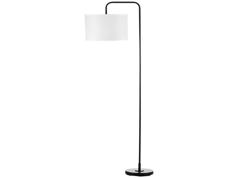  Lampadaire moderne en acier avec abat-jour aspect lin, 64 x 38 x 163,5 cm, blanc et noir  - Conforama A
