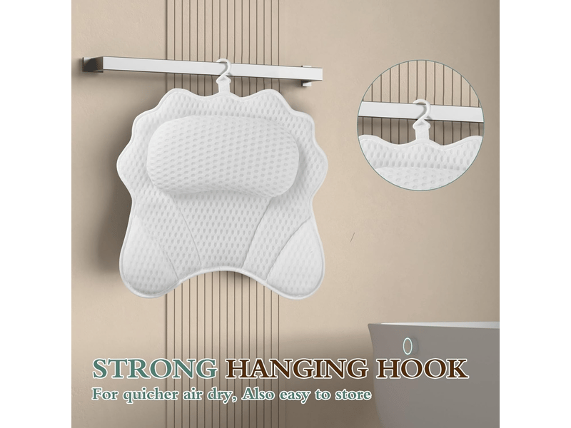  Oreiller de bain ergonomique de luxe avec soutien de la tête, de la nuque, des épaules et du dos, oreiller de bain 4d avec 6 ventouses puissantes  - Conforama E