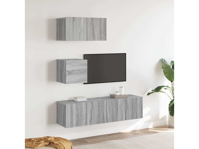  Ensemble de meubles tv 4 pcs sonoma gris bois d'ingénierie shl57045  - Conforama B