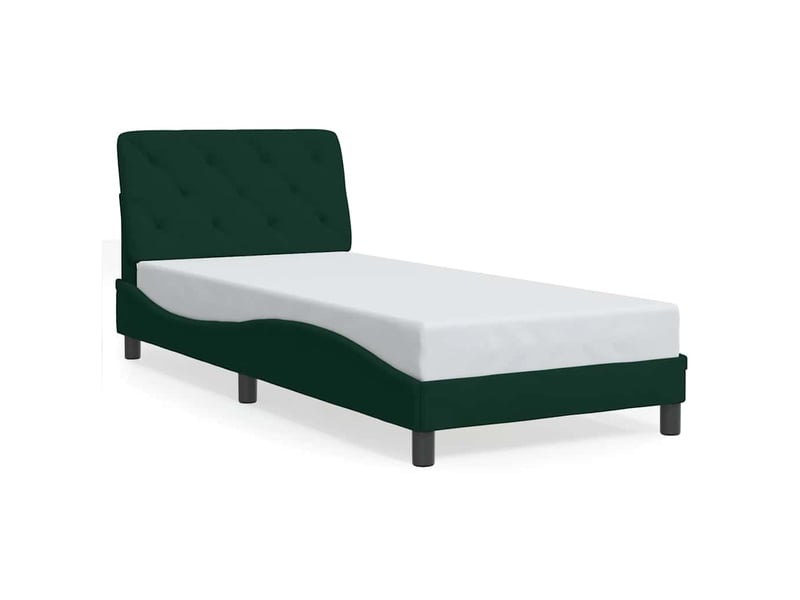 Lit simple- lit adulte - cadre de lit avec led sans matelas vert foncé 90x190 cm velours - Conforama D