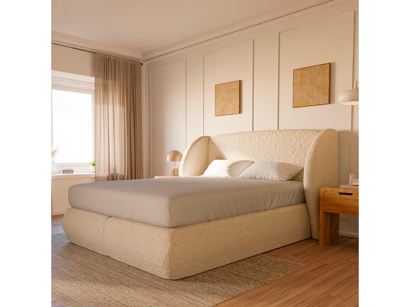  Lit design plénitude drimz - 140x190cm tissu bouclé Plénitude - Conforama B