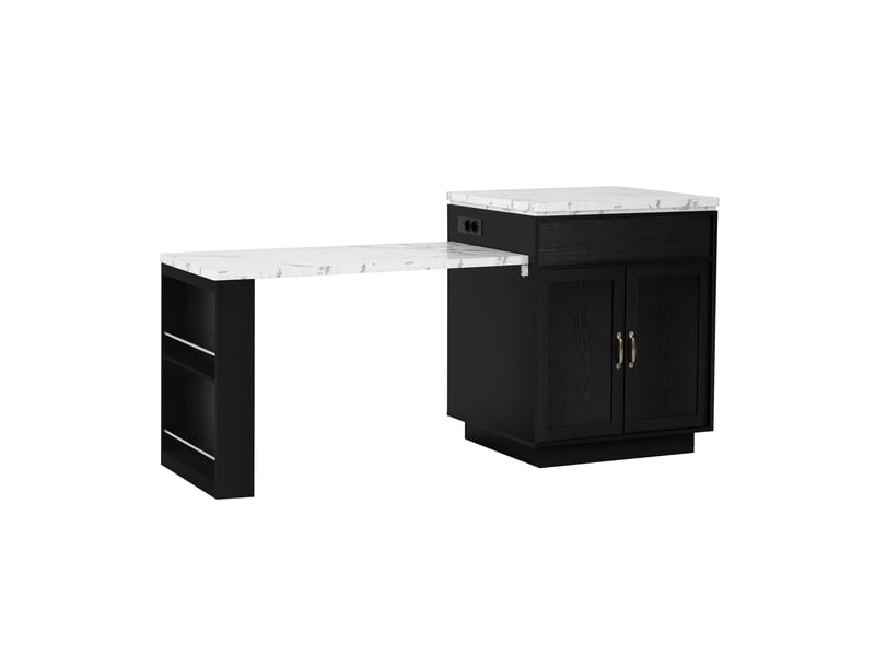  Îlot de cuisine extensible 125,5 à 187,5 cm avec led et station usbusb-c, noir Fay Lum - Conforama A