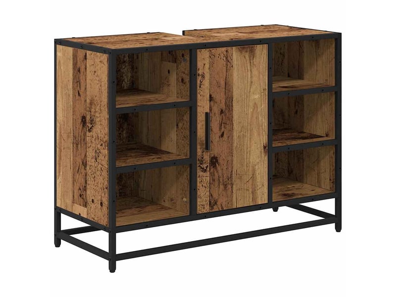  Ensemble de mobilier de salle de bain 3 pièces bois ancien cf64443  - Conforama E