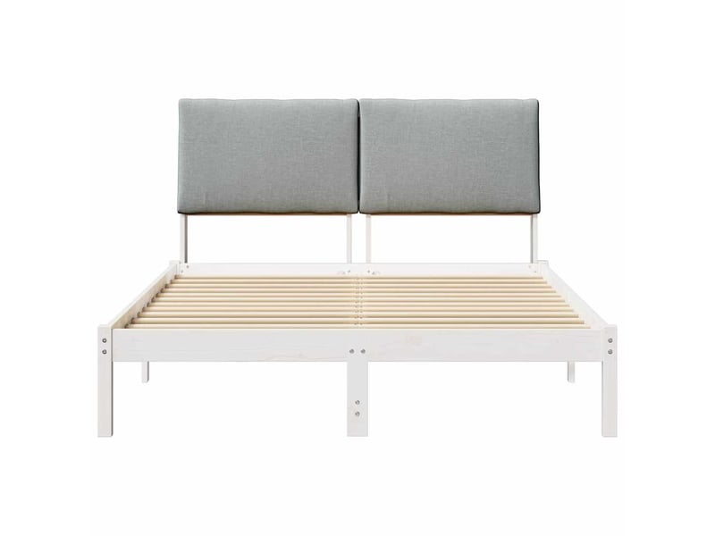  Lit double- lit adulte -  cadre de lit avec tête de lit blanc et gris clair 150 x 200 cm  - Conforama D