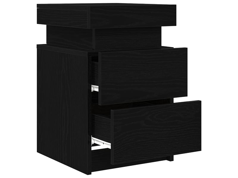 Table de chevet avec tiroir 2 pièces chêne noir 35 x 39 x 55 cm  - Conforama E
